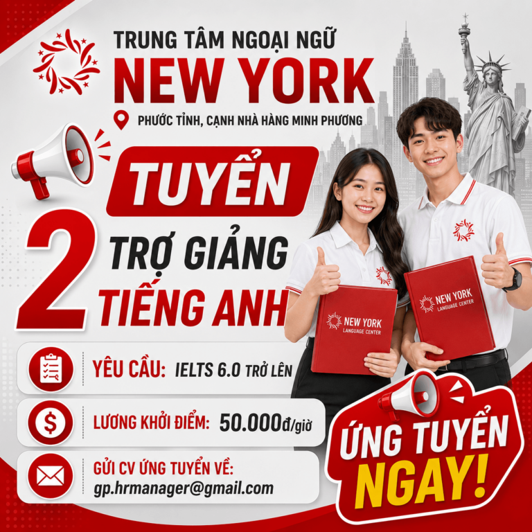 tuyển trợ giảng lương cao tại phước tỉnh long hải
