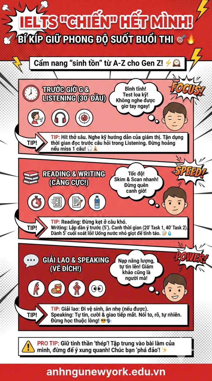 Cần làm gì trong buổi thi ielts