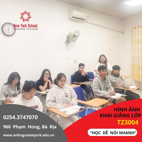Giáo viên và học viên lớp tiếng Anh thiếu niên TZ3004 tại Bà Rịa